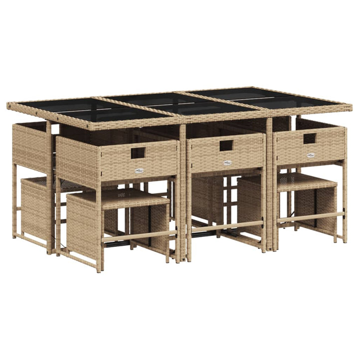 11-delige Tuinset met kussens poly rattan beige