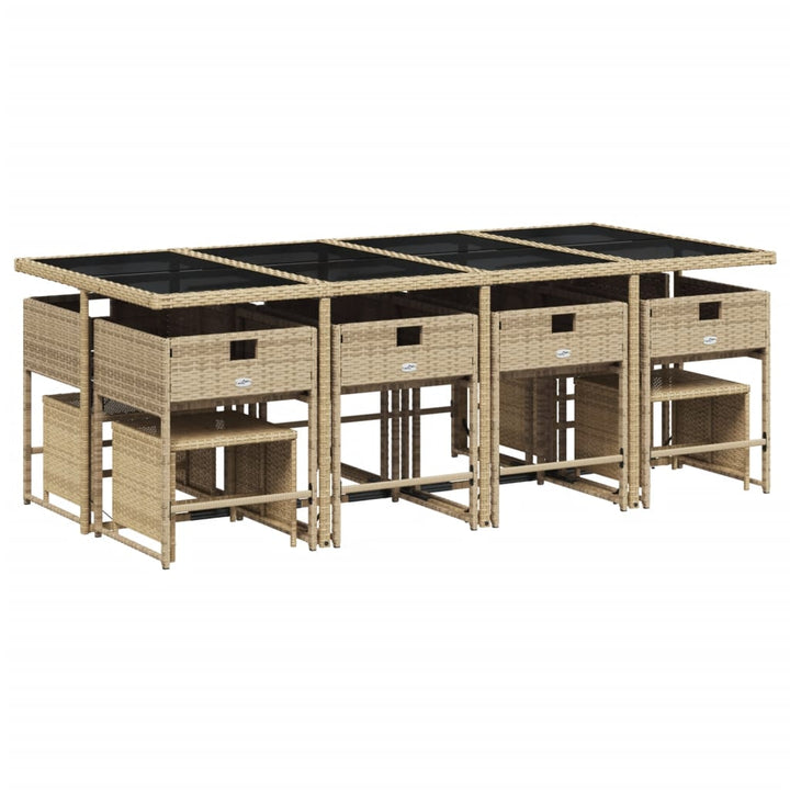 13-delige Tuinset met kussens poly rattan beige