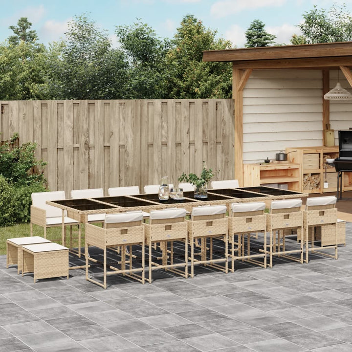 17-delige Tuinset met kussens poly rattan beige