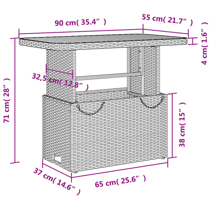 4-delige Tuinset met kussens poly rattan zwart