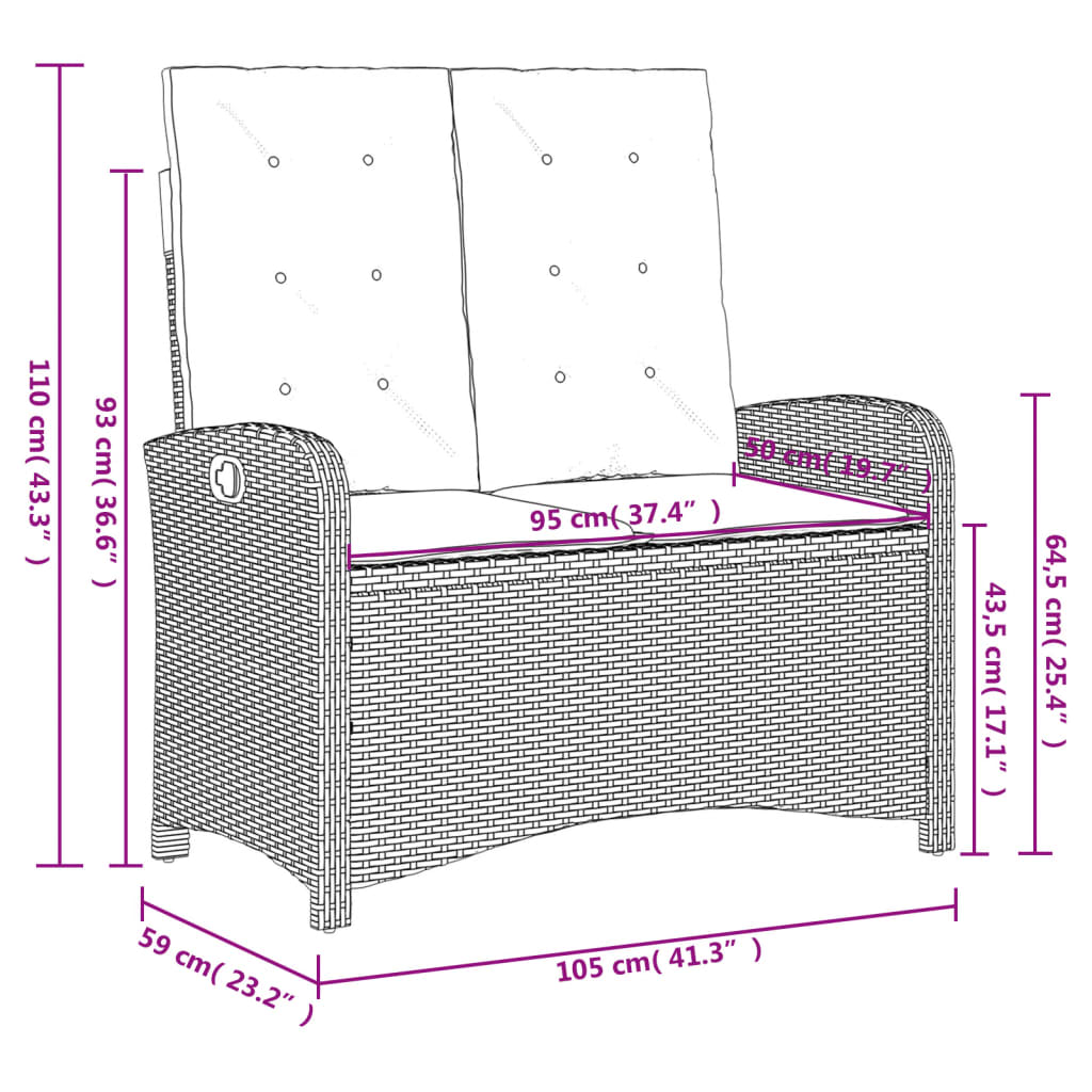 4-delige Tuinset met kussens poly rattan beige