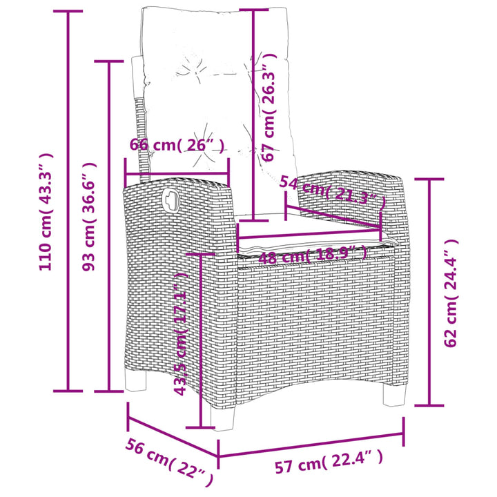 3-delige Tuinset met kussens poly rattan zwart