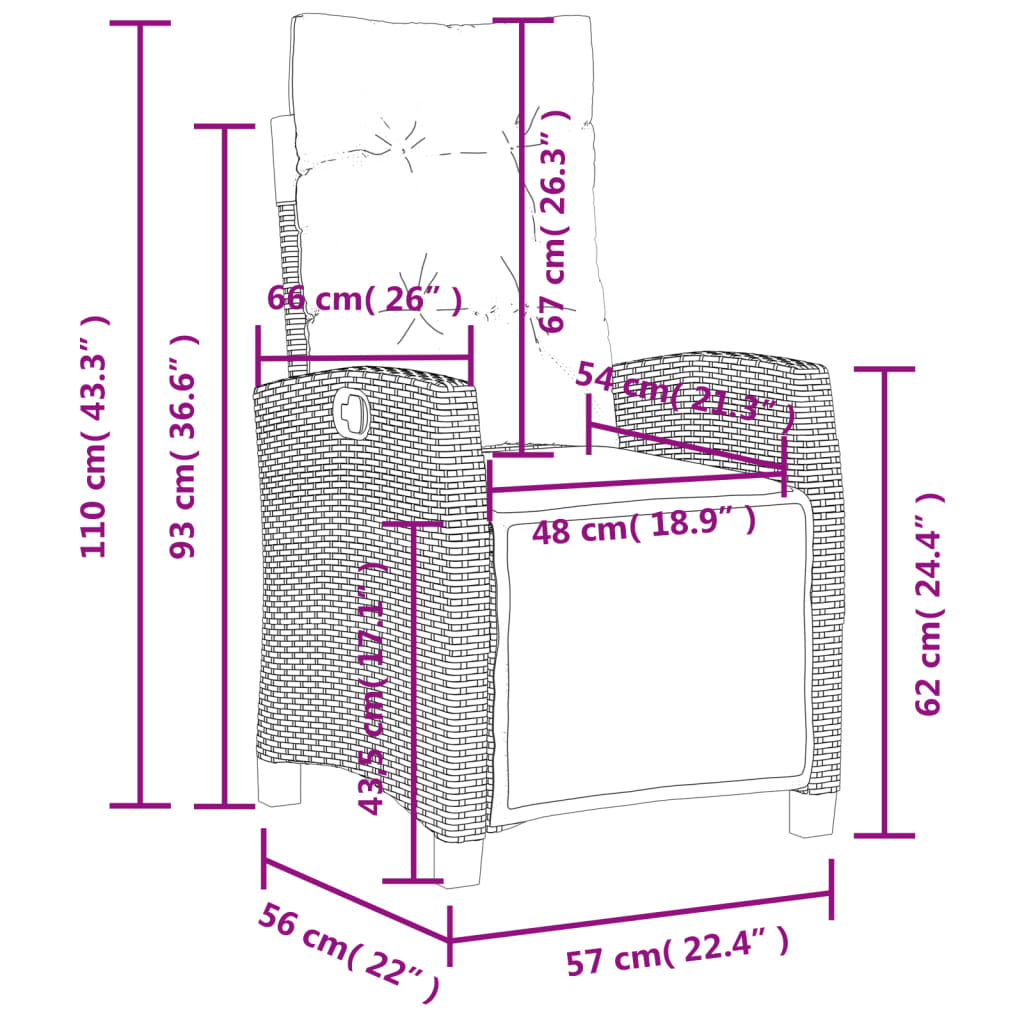 3-delige Tuinset met kussens poly rattan zwart