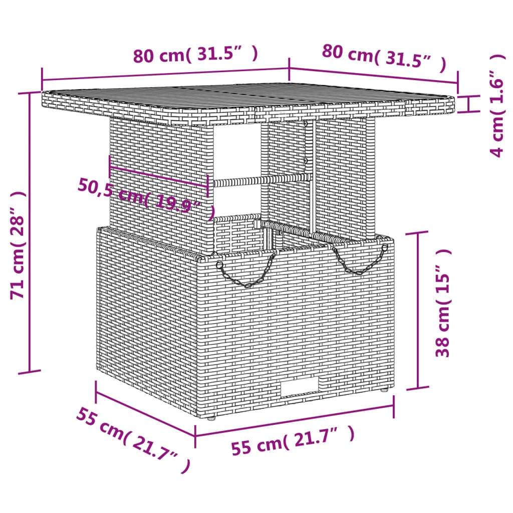 3-delige Tuinset met kussens poly rattan beige