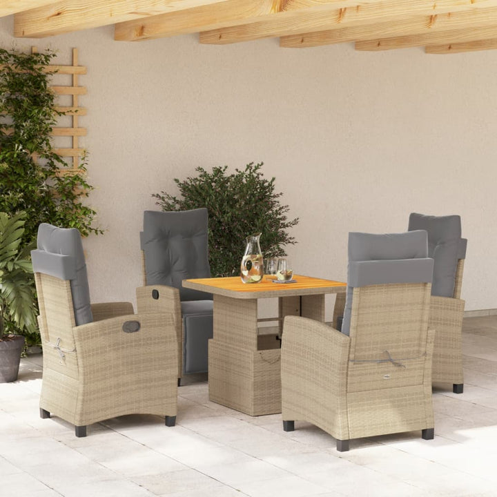 5-delige Tuinset met kussens poly rattan beige