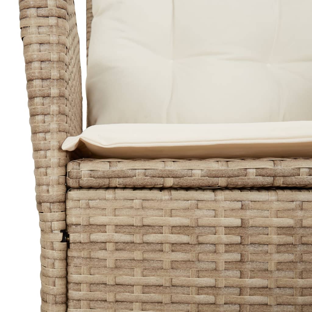 5-delige Tuinset met kussens poly rattan beige