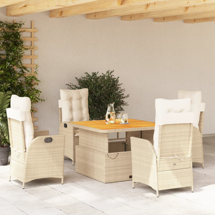 5-delige Tuinset met kussens poly rattan beige