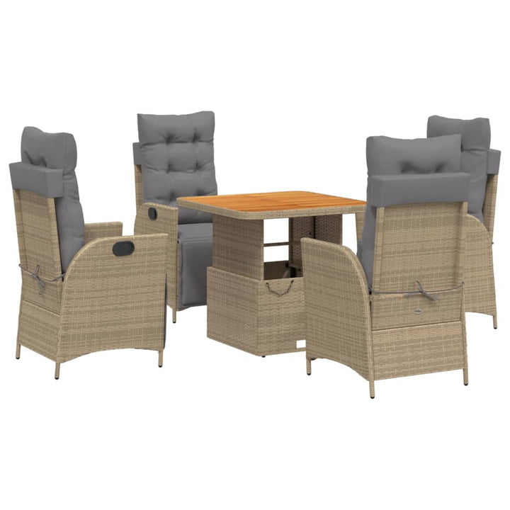 5-delige Tuinset met kussens poly rattan beige