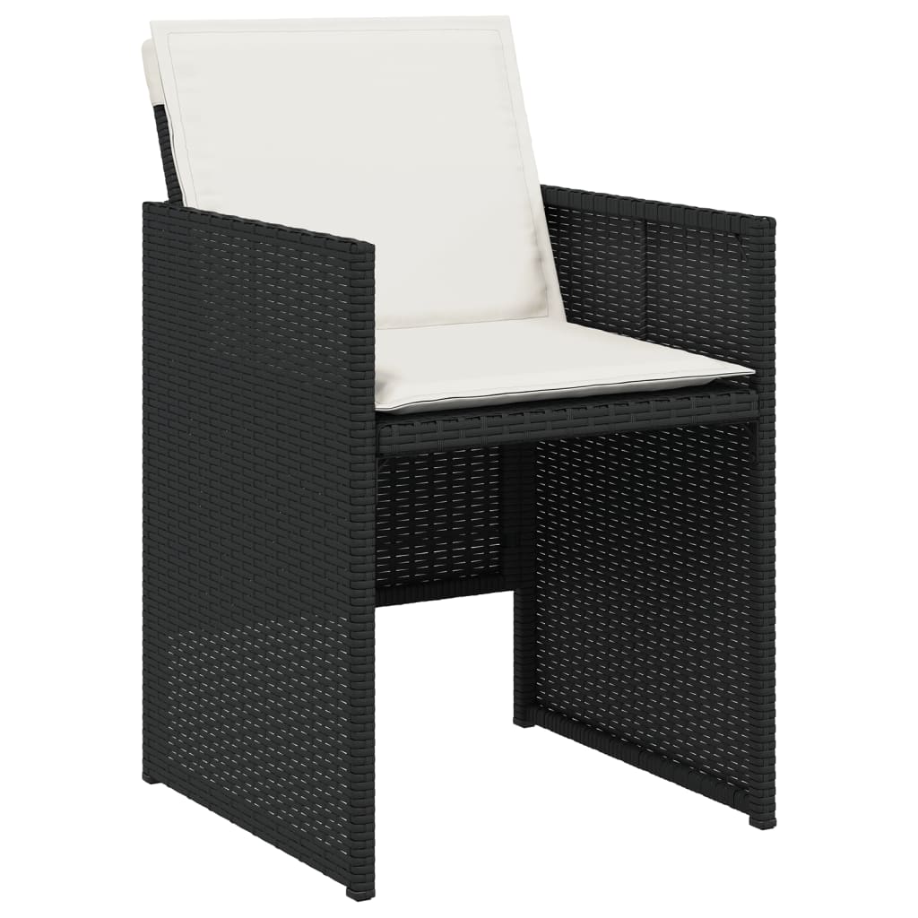 Tuinstoelen 4 st met kussens poly rattan zwart