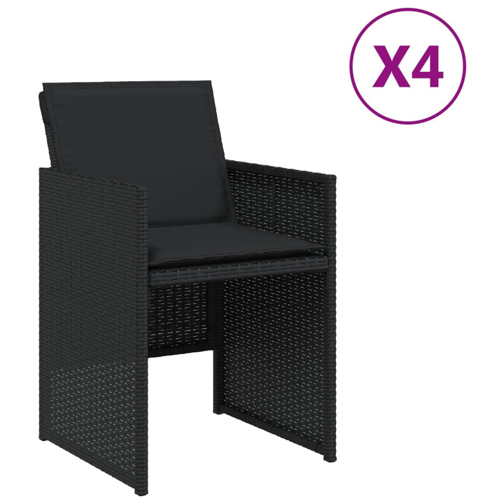 Tuinstoelen 4 st met kussens poly rattan zwart