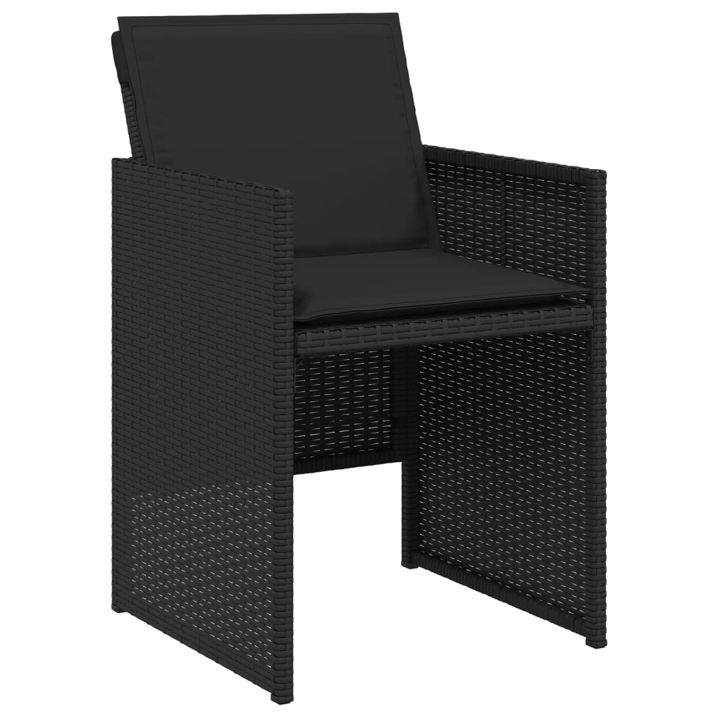 Tuinstoelen 4 st met kussens poly rattan zwart