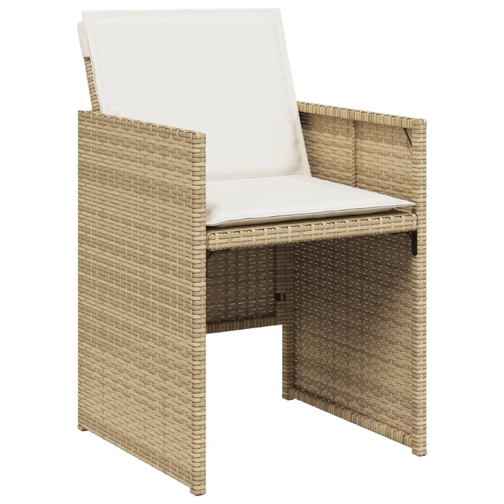 Tuinstoelen 4 st met kussens poly rattan beige