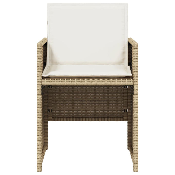 Tuinstoelen 4 st kussens poly rattan beige