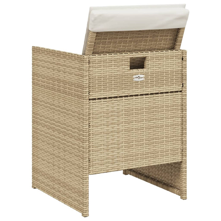 Tuinstoelen 4 st kussens poly rattan beige