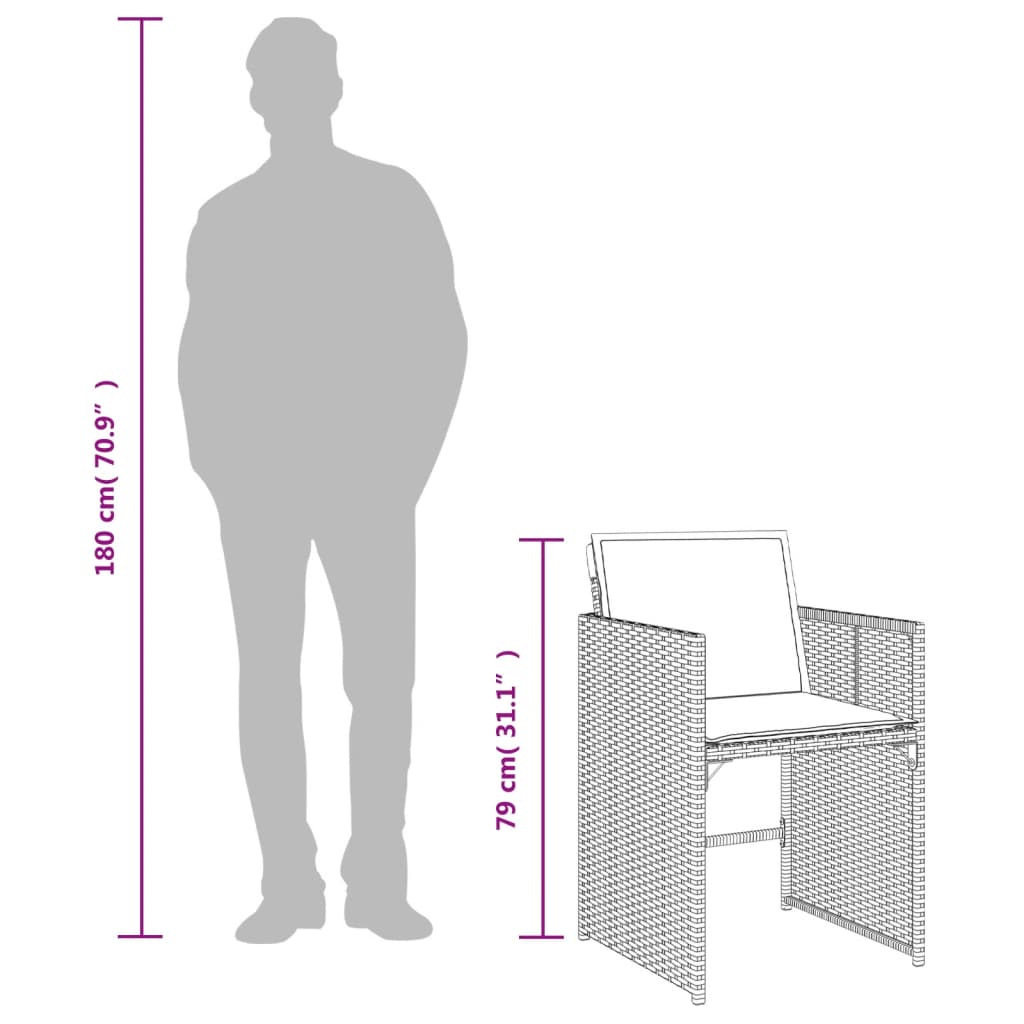 Tuinstoelen 4 st met kussens poly rattan zwart