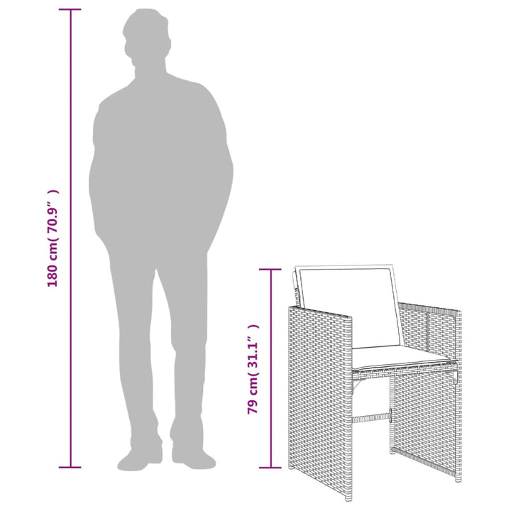 Tuinstoelen 4 st met kussens poly rattan zwart