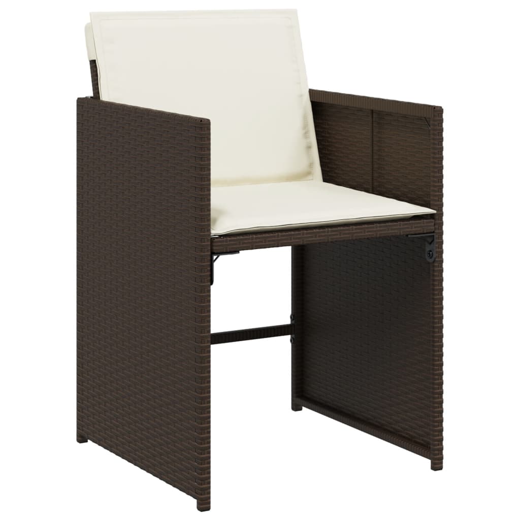 Tuinstoelen 4 st met kussens poly rattan bruin