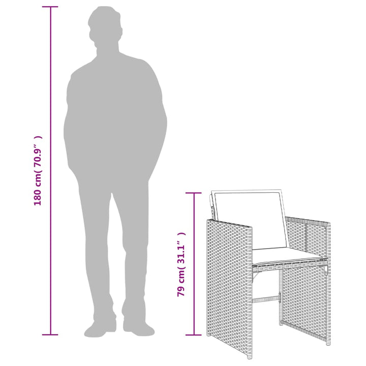 Tuinstoelen 4 st met kussens poly rattan bruin