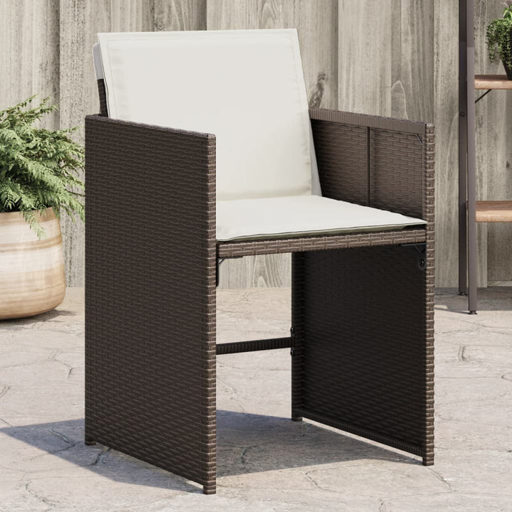 Tuinstoelen 4 st met kussens poly rattan bruin