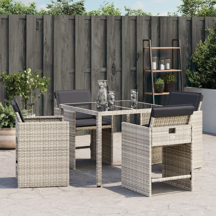 Tuinstoelen 4 st met kussens poly rattan lichtgrijs