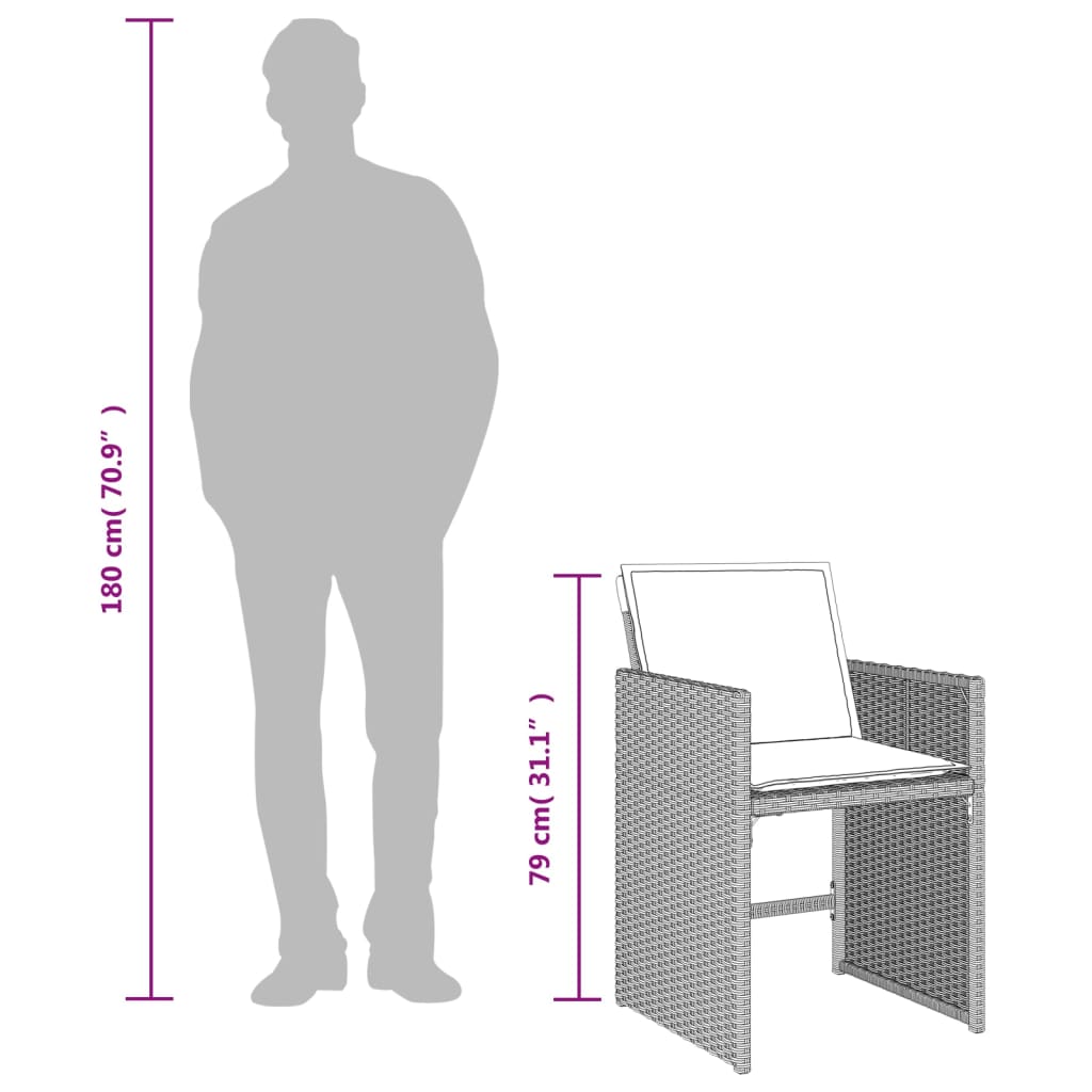 Tuinstoelen 4 st met kussens poly rattan lichtgrijs