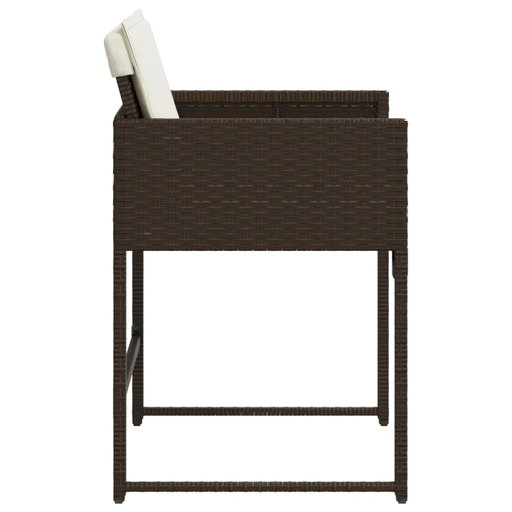 Tuinstoelen 4 st met kussens poly rattan bruin