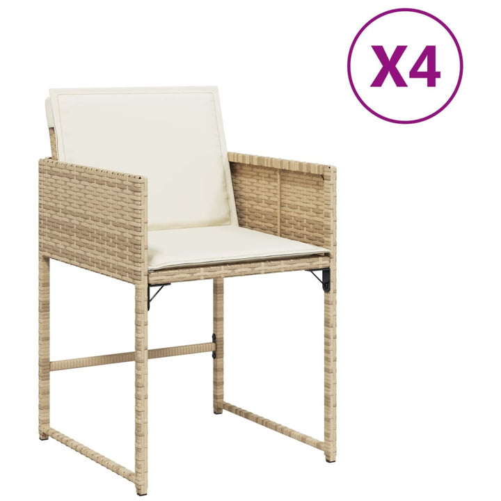 Tuinstoelen 4 st met kussens poly rattan beige