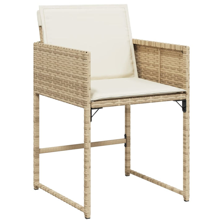 Tuinstoelen 4 st met kussens poly rattan beige