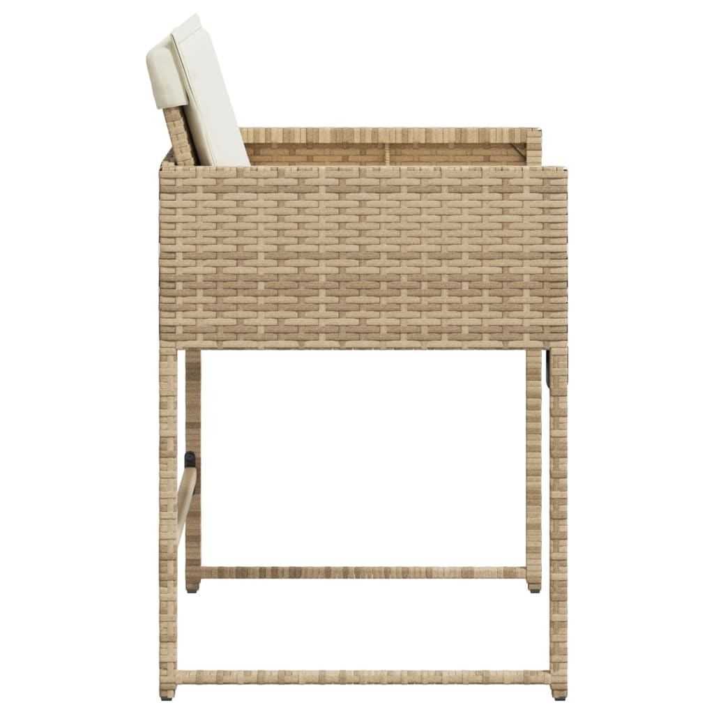 Tuinstoelen 4 st met kussens poly rattan beige