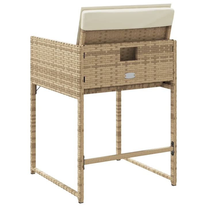 Tuinstoelen 4 st met kussens poly rattan beige