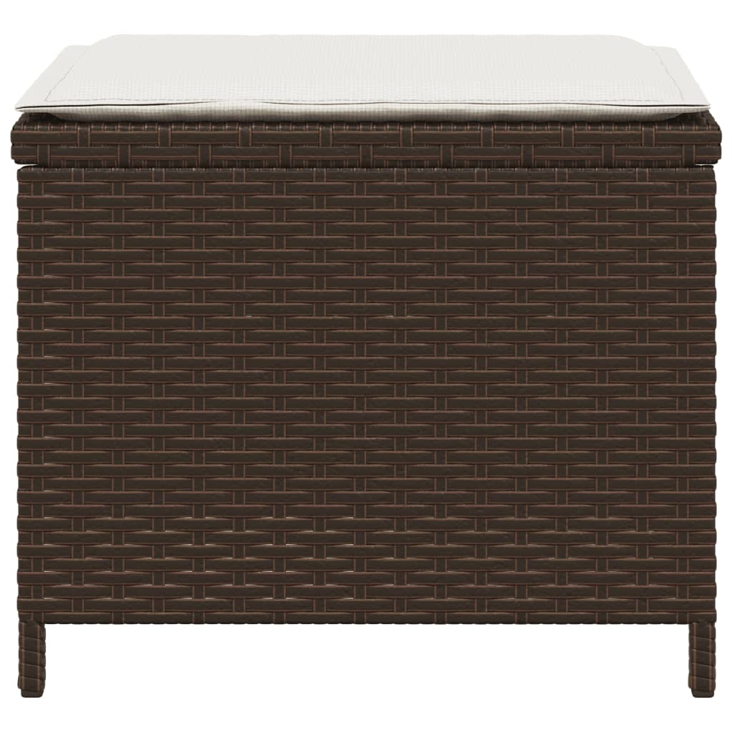 Tuinkrukken 4 st met kussens 40x40x35 cm poly rattan bruin