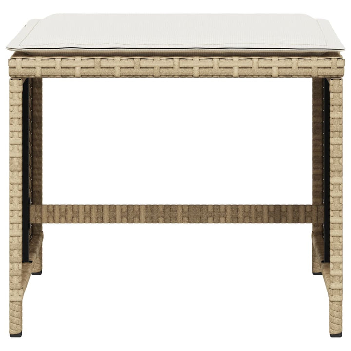 Tuinkrukken 4 st met kussens 40x40x35 cm poly rattan beige