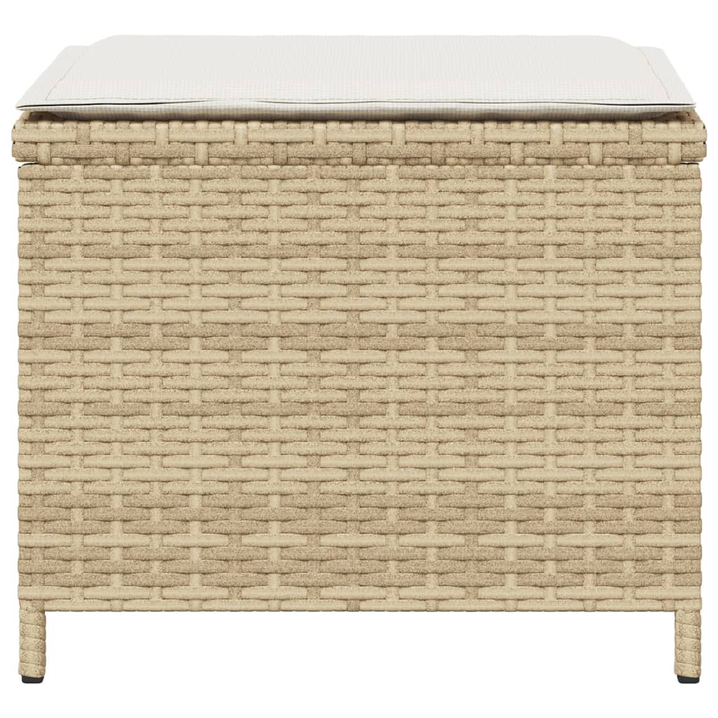 Tuinkrukken 4 st met kussens 40x40x35 cm poly rattan beige