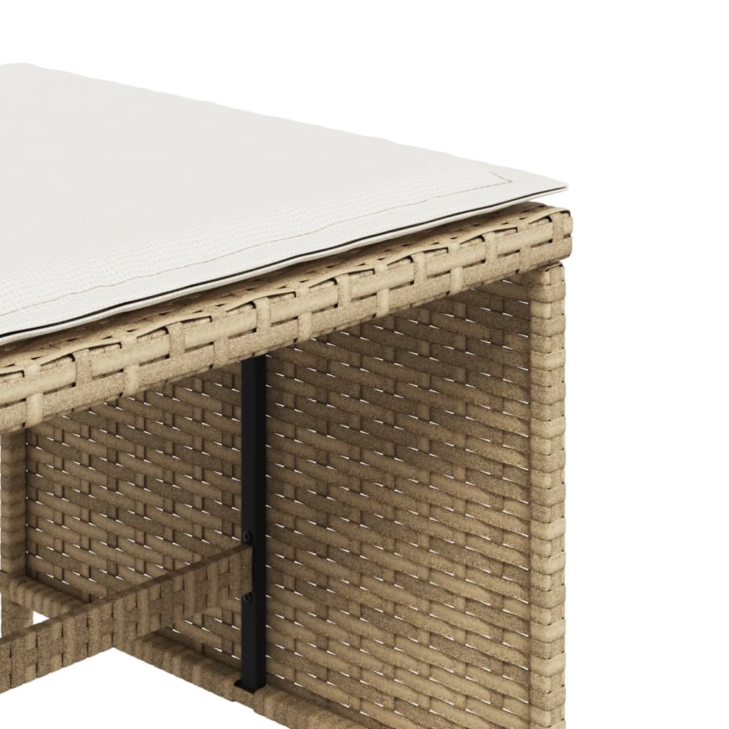 Tuinkrukken 4 st met kussens 40x40x35 cm poly rattan beige