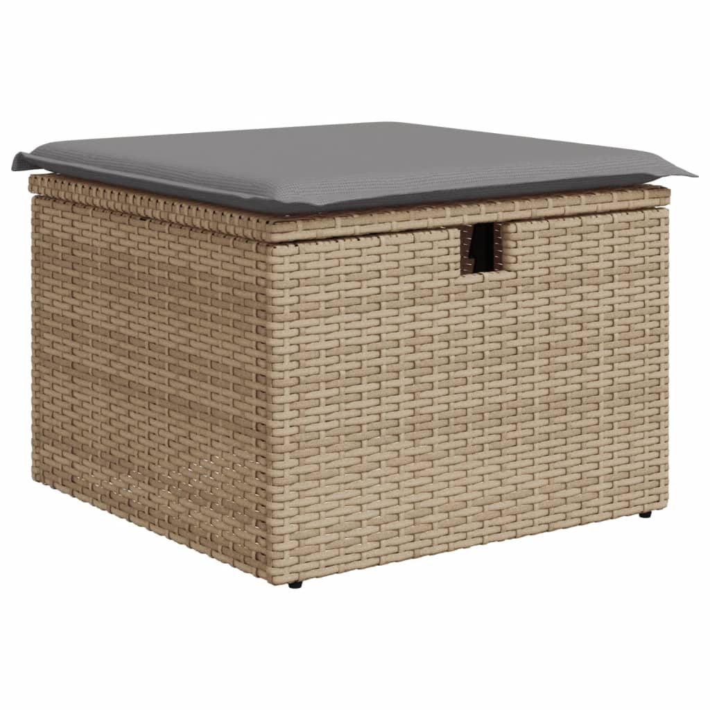 11-delige Tuinset met kussens poly rattan beige