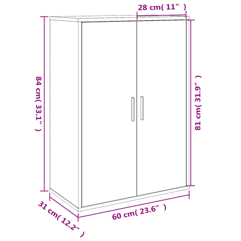 Dressoirs 2 st 60x31x84 cm bewerkt hout wit