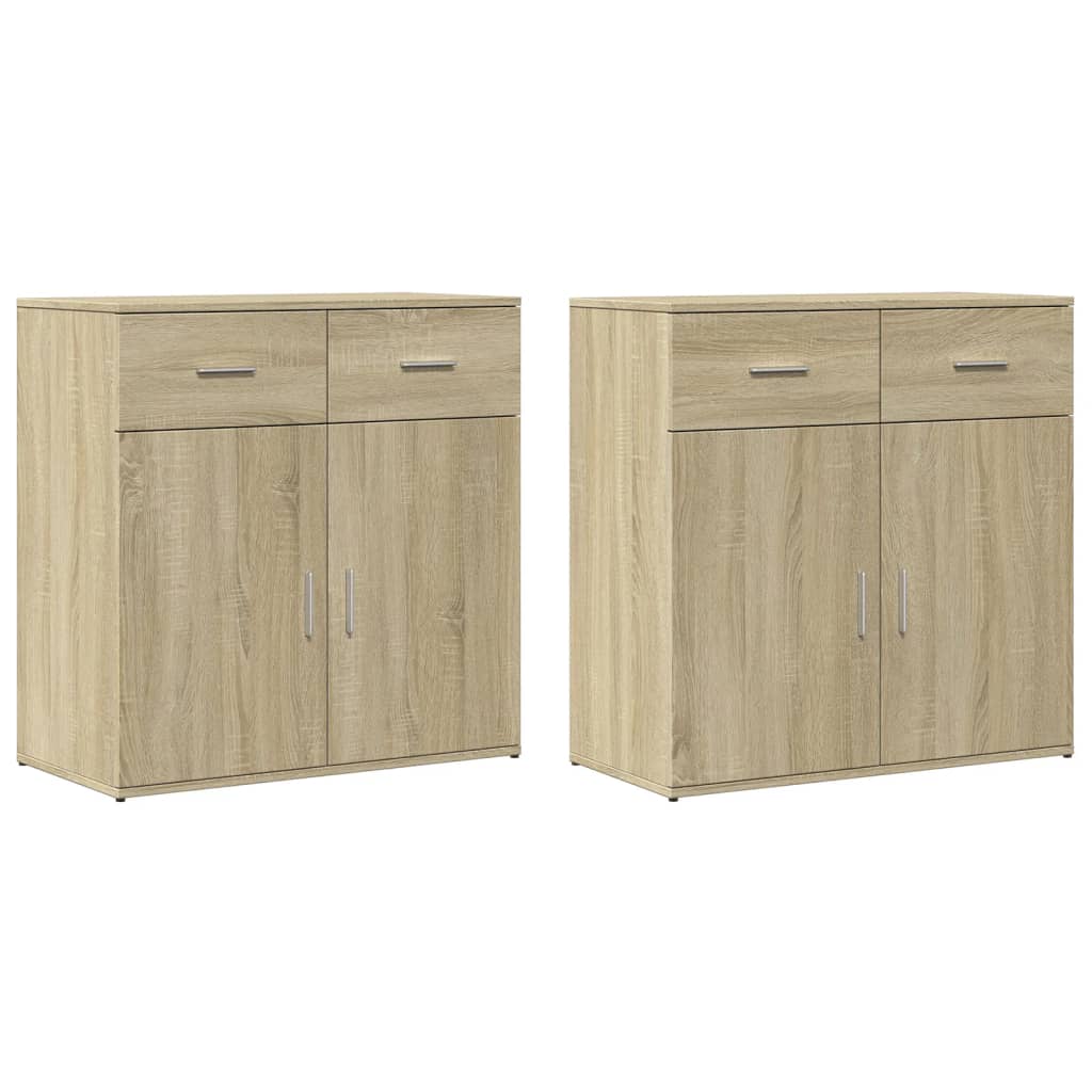 Dressoirs 2 st 79x38x80 cm bewerkt hout sonoma eikenkleurig