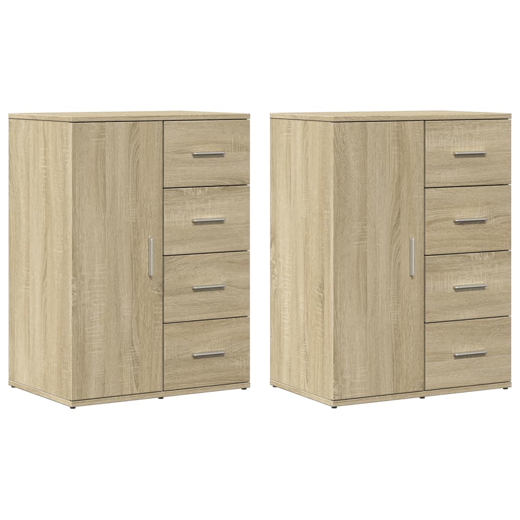 Dressoirs 2 st 59x39x80 cm bewerkt hout sonoma eikenkleurig