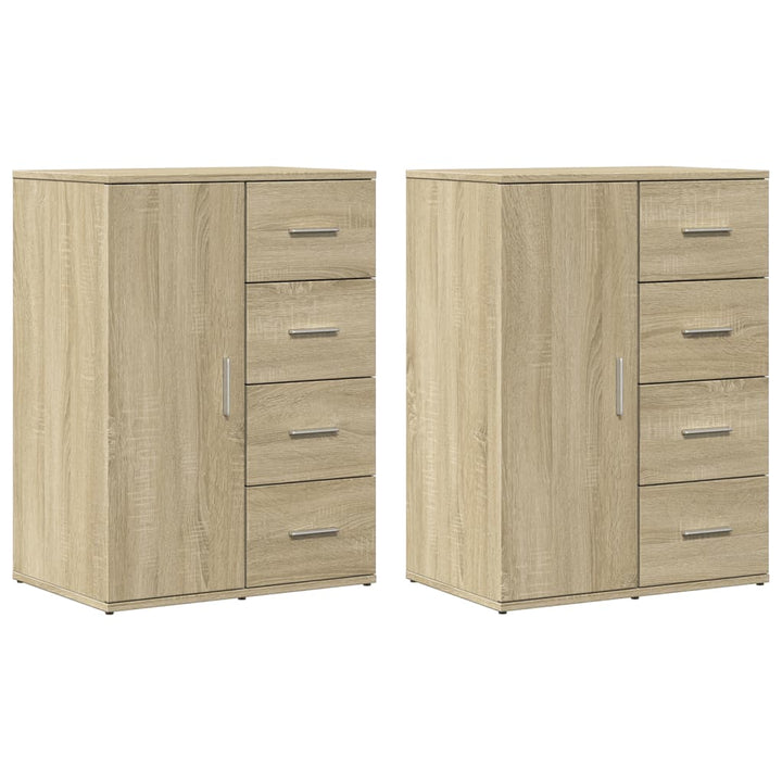 Dressoirs 2 st 59x39x80 cm bewerkt hout sonoma eikenkleurig