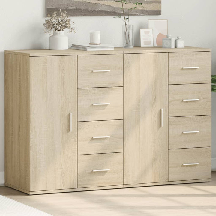 Dressoirs 2 st 59x39x80 cm bewerkt hout sonoma eikenkleurig