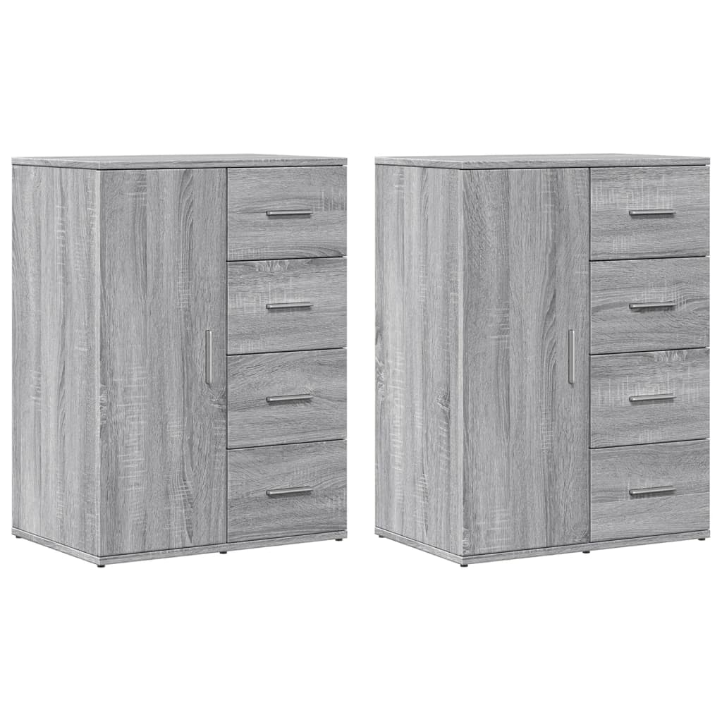 Dressoirs 2 st 59x39x80 cm bewerkt hout grijs sonoma