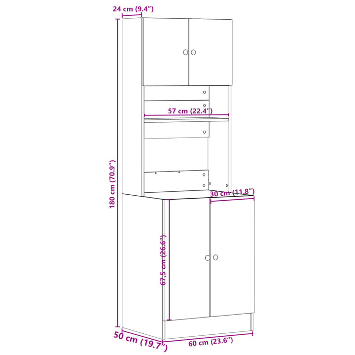 Keukenkast 60x50x180 cm bewerkt hout sonoma eikenkleurig