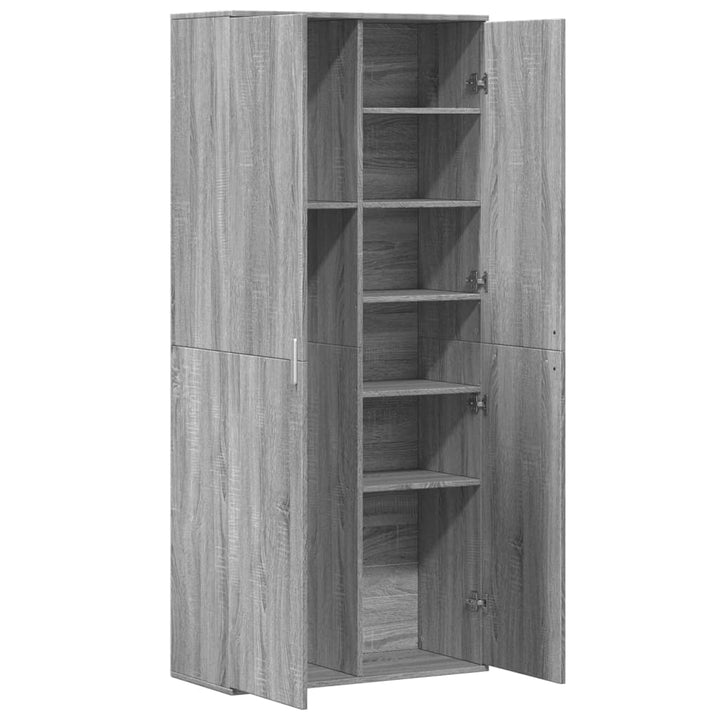 Hoge kast 80x35x180 cm bewerkt hout grijs sonoma eikenkleurig