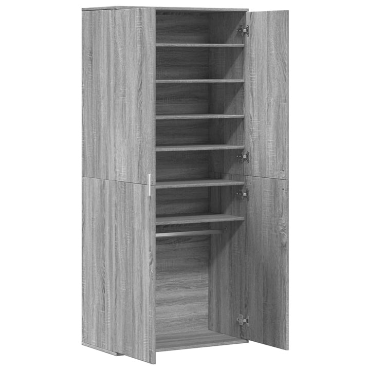 Schoenenkast 80x39x178 cm bewerkt hout grijs sonoma eikenkleur