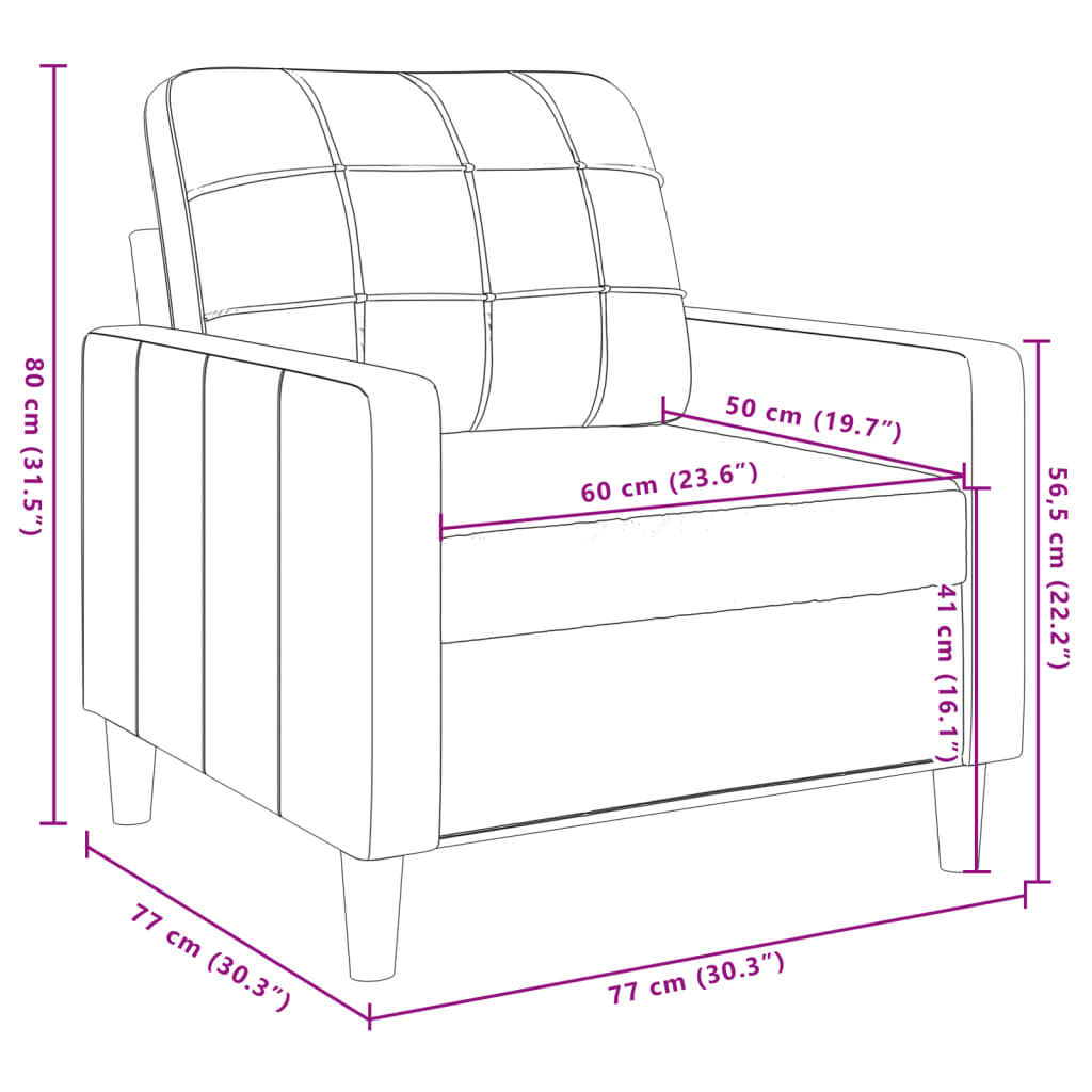 Fauteuil 60 cm fluweel donkergrijs