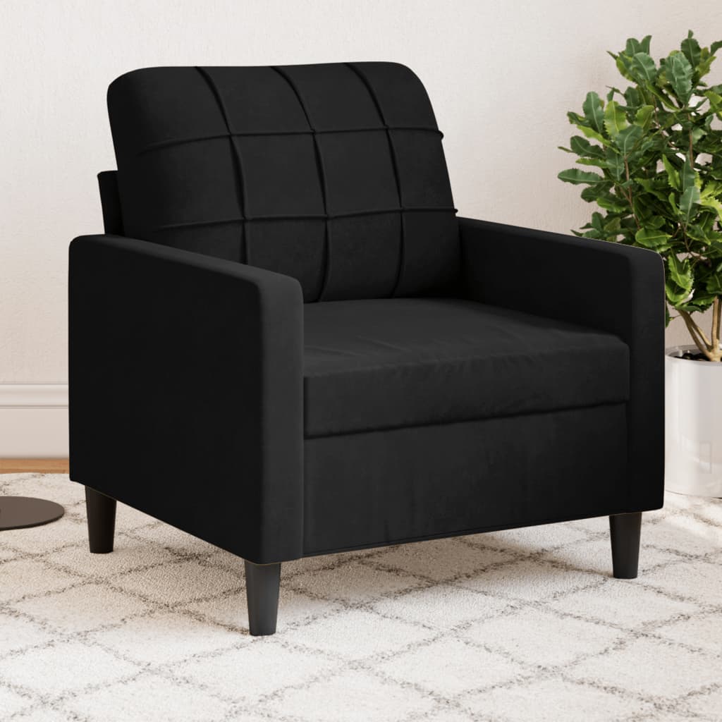 Fauteuil 60 cm fluweel zwart