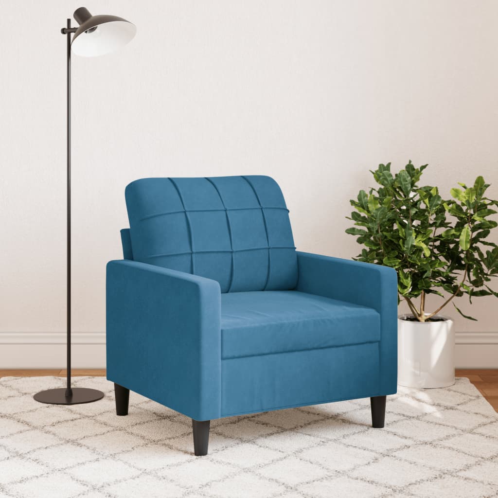 Fauteuil 60 cm fluweel blauw