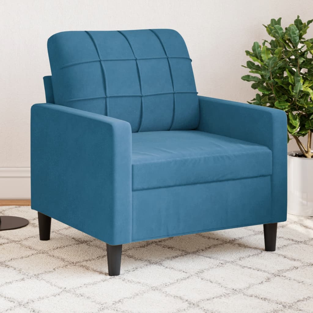 Fauteuil 60 cm fluweel blauw