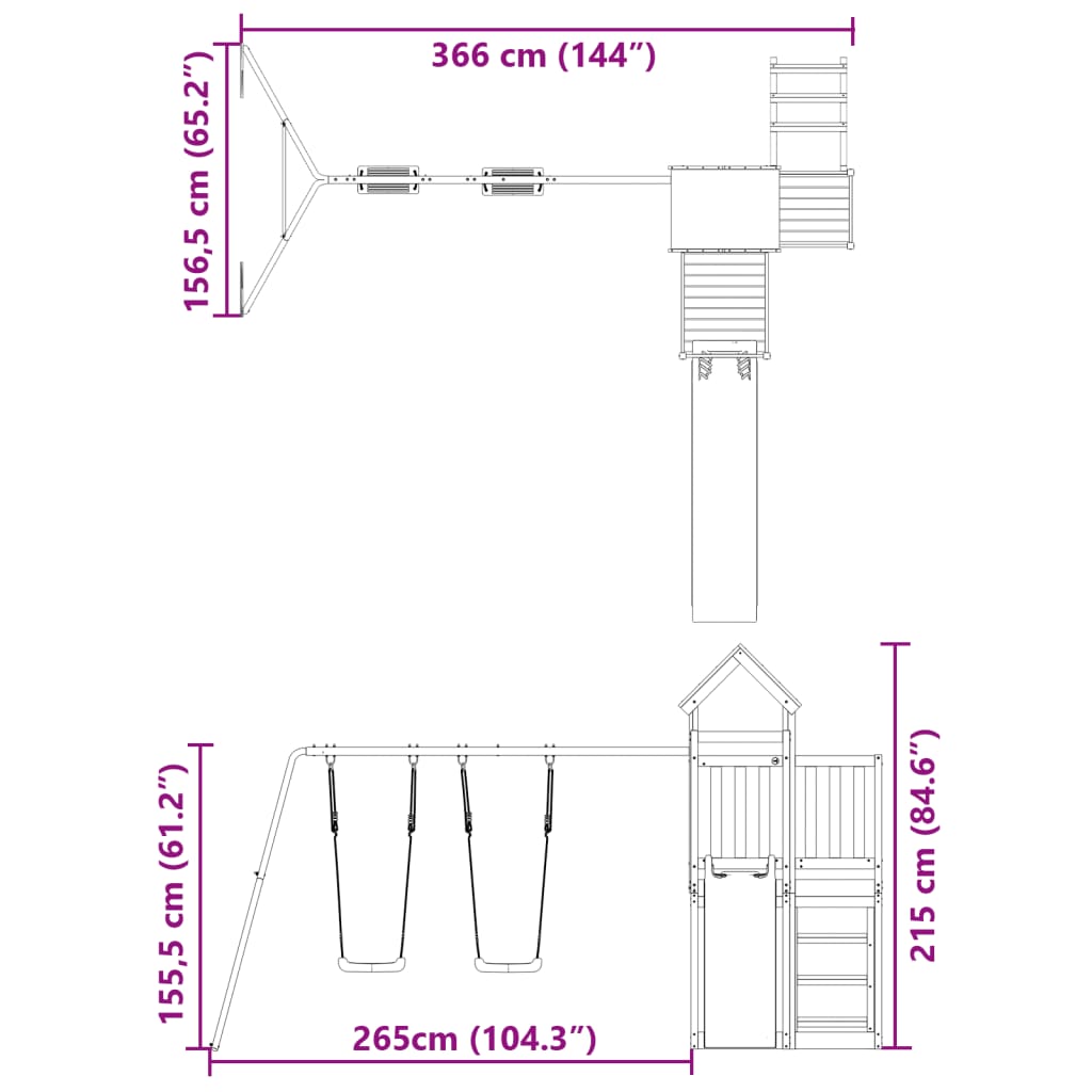 Speelhuis massief grenenhout