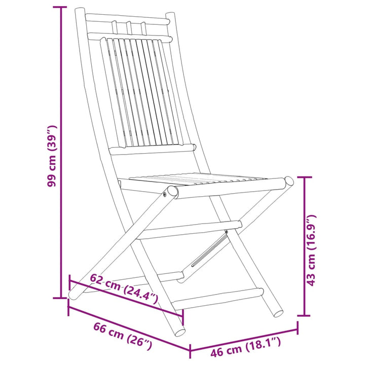 Tuinstoelen 4 st inklapbaar 46x66x99 bamboe